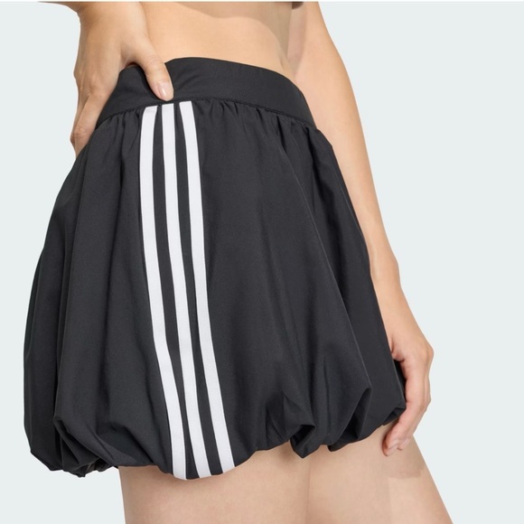 NWT ADIDAS Black Bubble Skirt with White Stripes Accents Size 10 - Picture 6 of 9